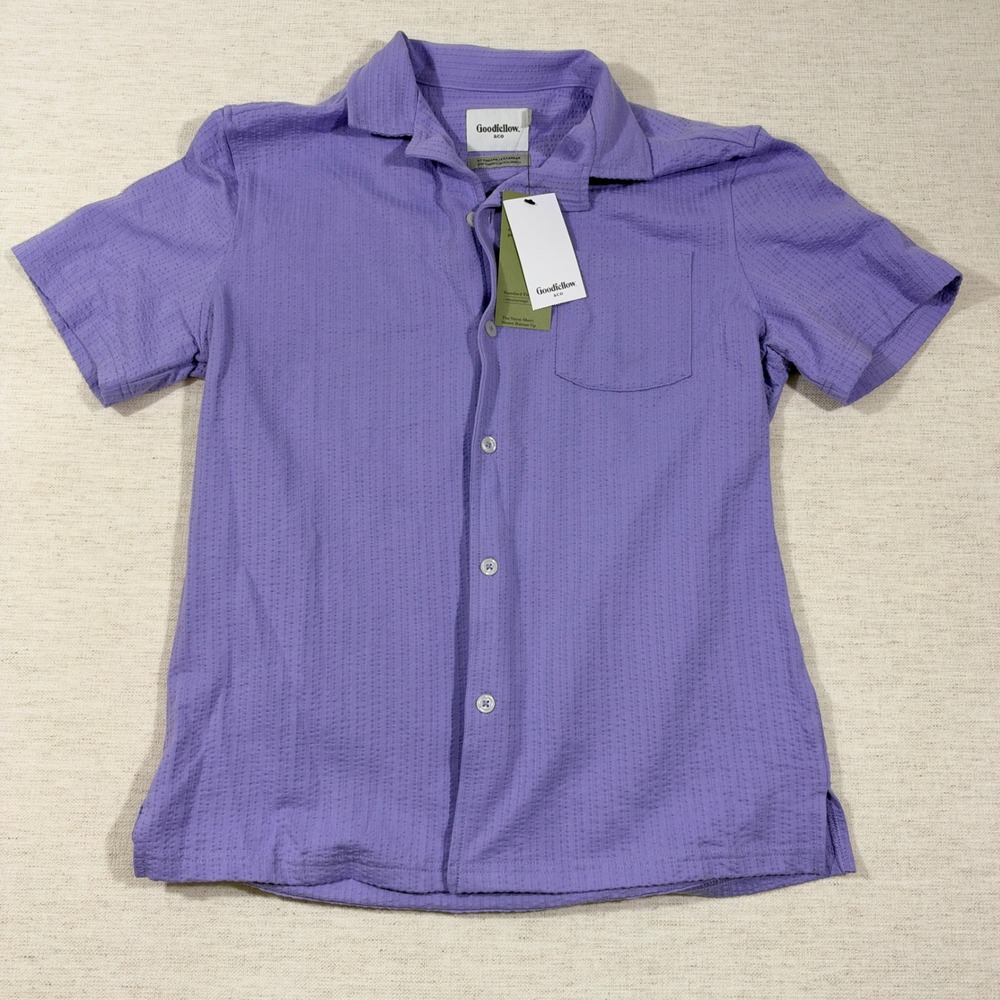 Goodfellow Button Up Mens Size S Purple Vacay Collection Short Sleeve Shirt